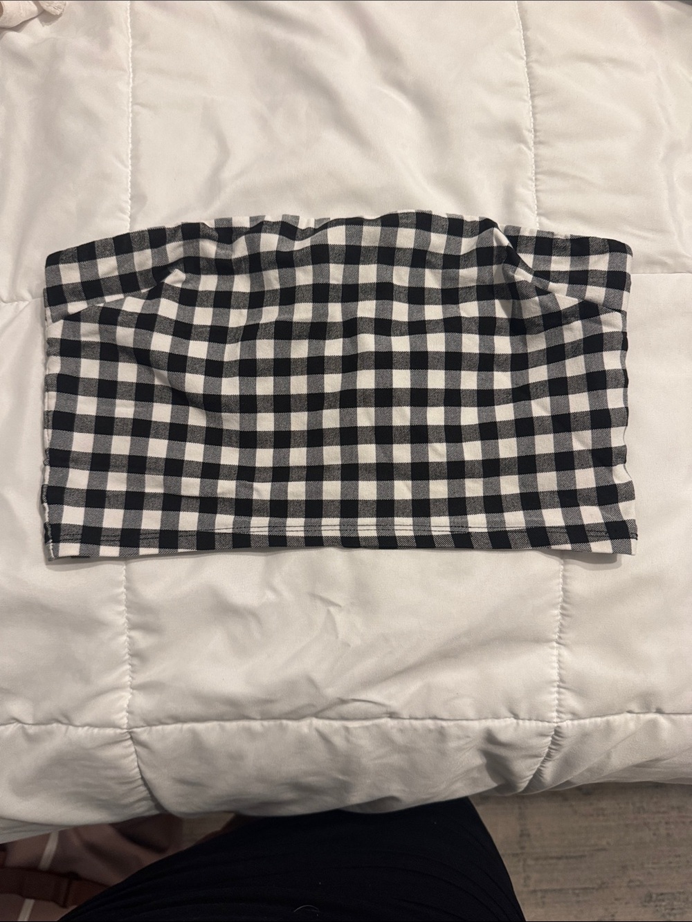 Lovers + Friends Black & White Gingham Strapless Corset Top